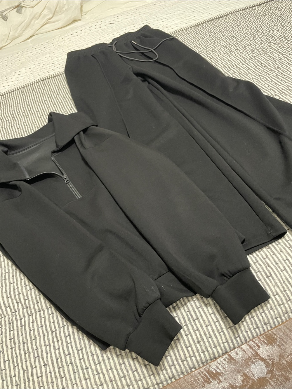 Black Half-Zip Funnel Neck Pullover